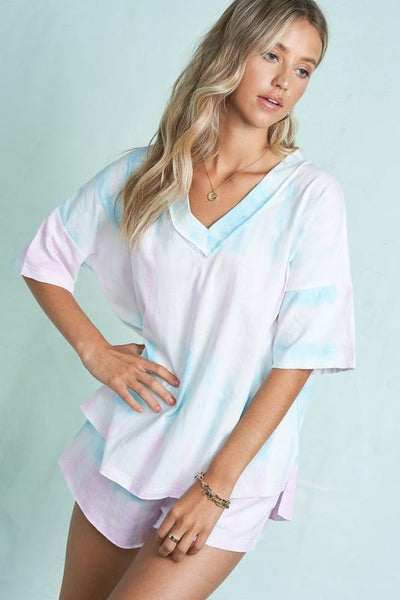 Lounging All Day Pink Blue Top-Dakotas Boutique