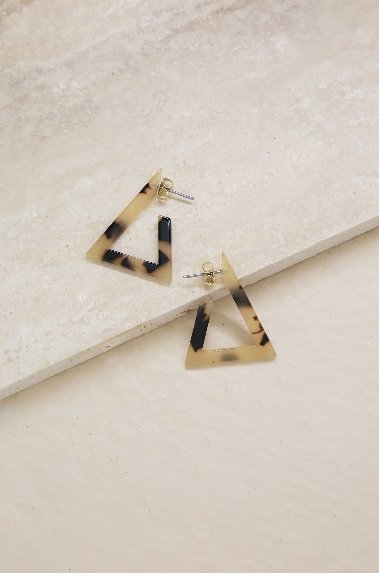 Triangle Resin Earrings in Light Tortoise-Dakotas Boutique