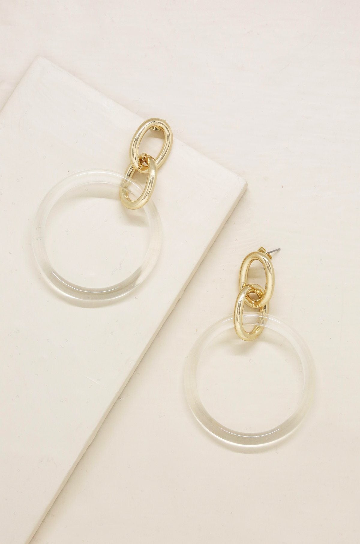 Be True Earrings in Clear and Gold-Dakotas Boutique