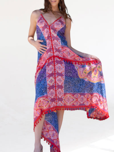 Lovestitch Paisley Asymmetrical Bandana Midi Dress