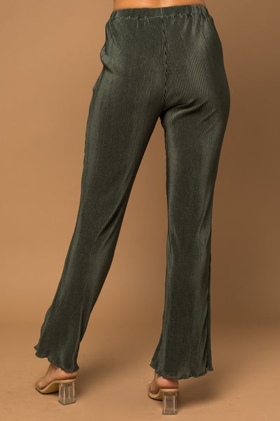 PLISSE FIT AND FLARE PANTS