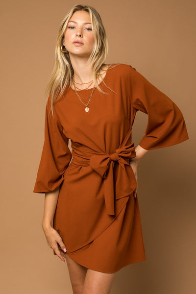 KIMONO SLEEVE TIE WRAP DRESS