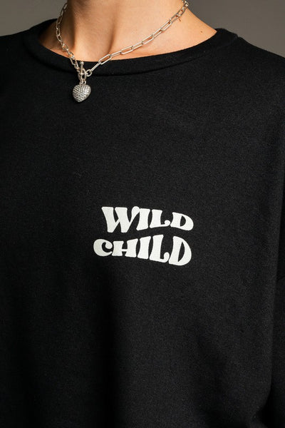 Long Sleeve Oversized Wild Child Graphic Pullover