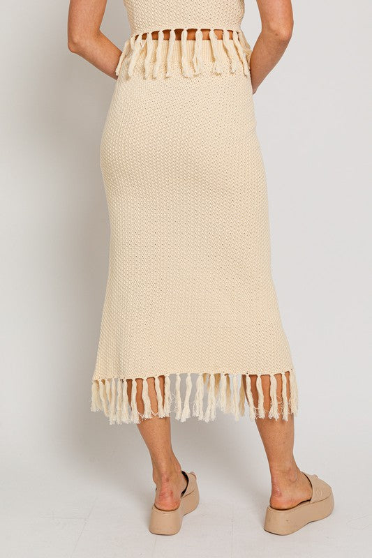 Crochet Midi Boho Skirt with Tassels