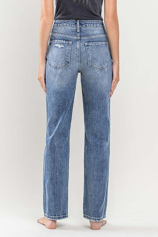 90'S Vintage Slim Straight Leg Medium Wash Jeans-Dakotas Boutique
