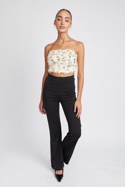 Sparkle Feather Crop Tube Top