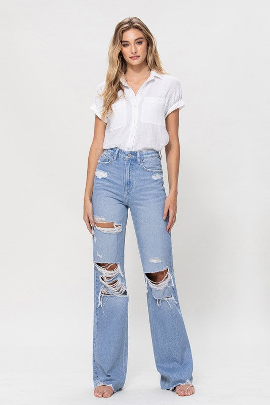 90s Vintage Flare Light Wash Jeans