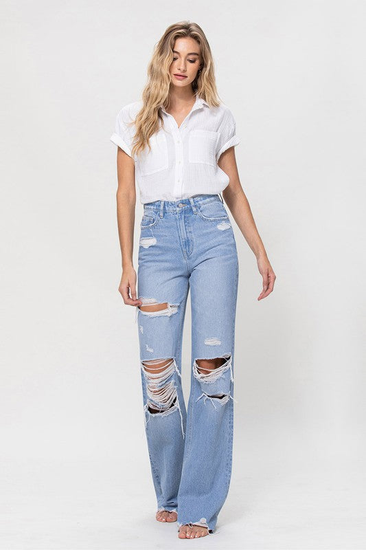90s Vintage Flare Light Wash Jeans