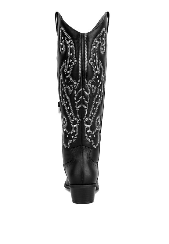 Reyes Patchwork Studded High Cowboy Boots