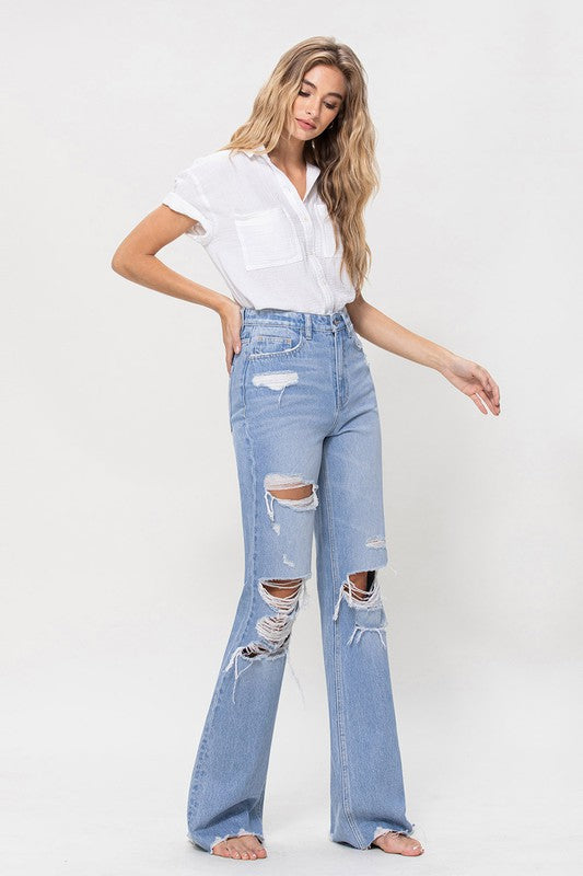 90s Vintage Flare Light Wash Jeans