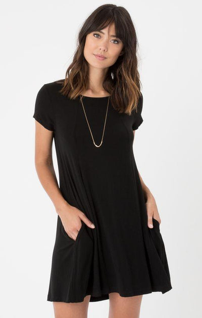 Z Supply Swing Black T-Shirt Dress-Dakotas Boutique
