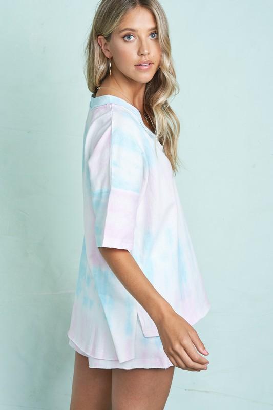 Lounging All Day Pink Blue Top-Dakotas Boutique