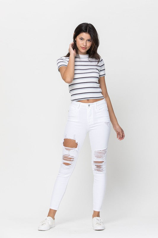 Seaside Ripped White Jeans-Dakotas Boutique