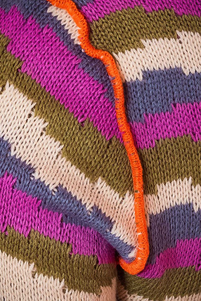 Pink Striped Long Sleeve Crop Knit Top-Dakotas Boutique