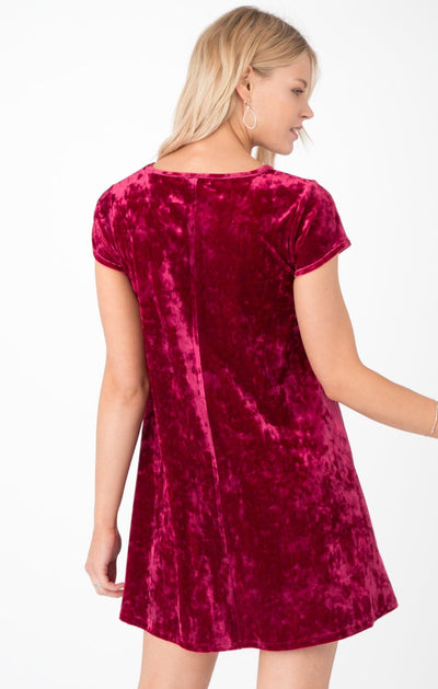 Crushed Ruby Red Swing Dress Z Supply-Dakotas Boutique