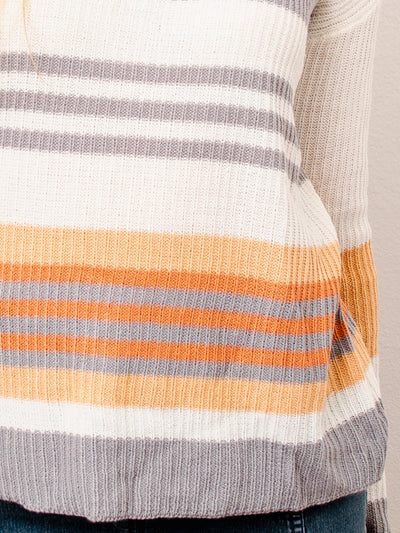 Adella Peach Stripes Sweater-Dakotas Boutique