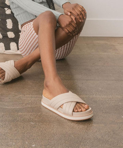 Aiden Taupe Crossband Sandals-Dakotas Boutique