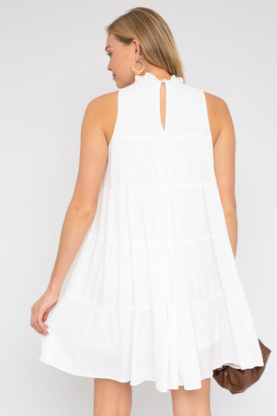 Aubrey White Ruffled Dress-Dakotas Boutique