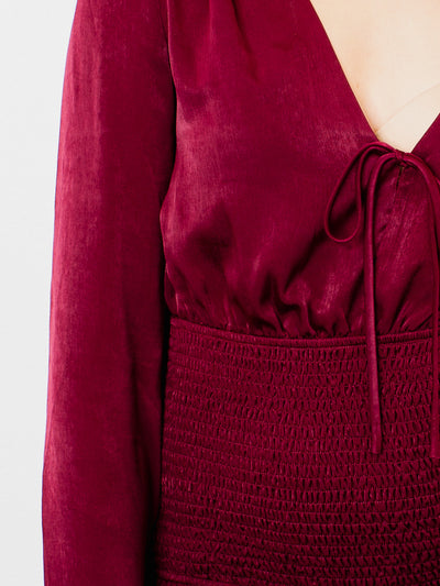 Babes in Burgundy Long Sleeve Red Dress-Dakotas Boutique