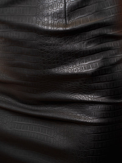 Black Strapless Faux Leather Mini Dress-Dakotas Boutique