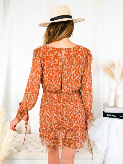 Megan Orange Floral Mini Dress-Dakotas Boutique