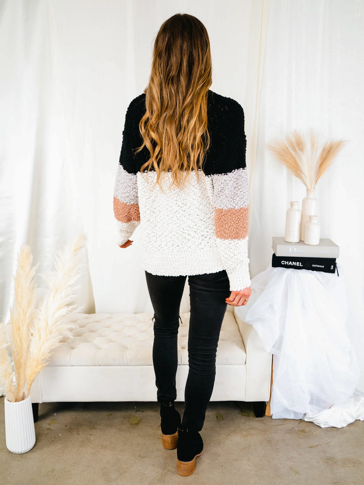 Black Orange Cream Stripe Sweater-Dakotas Boutique