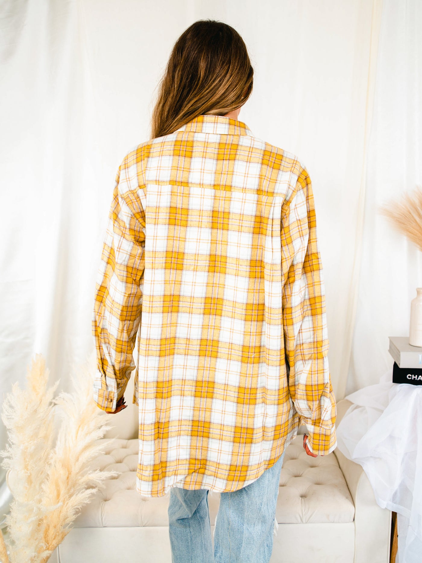 Dreamy Yellow Plaid Flannel Shirt-Dakotas Boutique