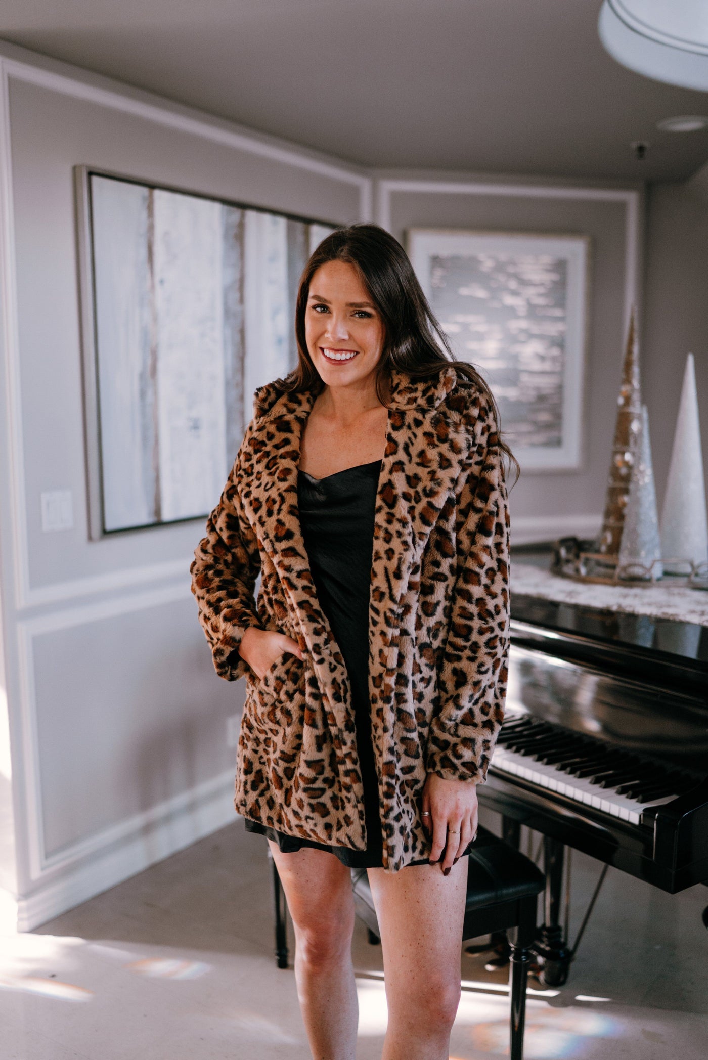 Greenwich Faux Fur Leopard Print Jacket-Dakotas Boutique