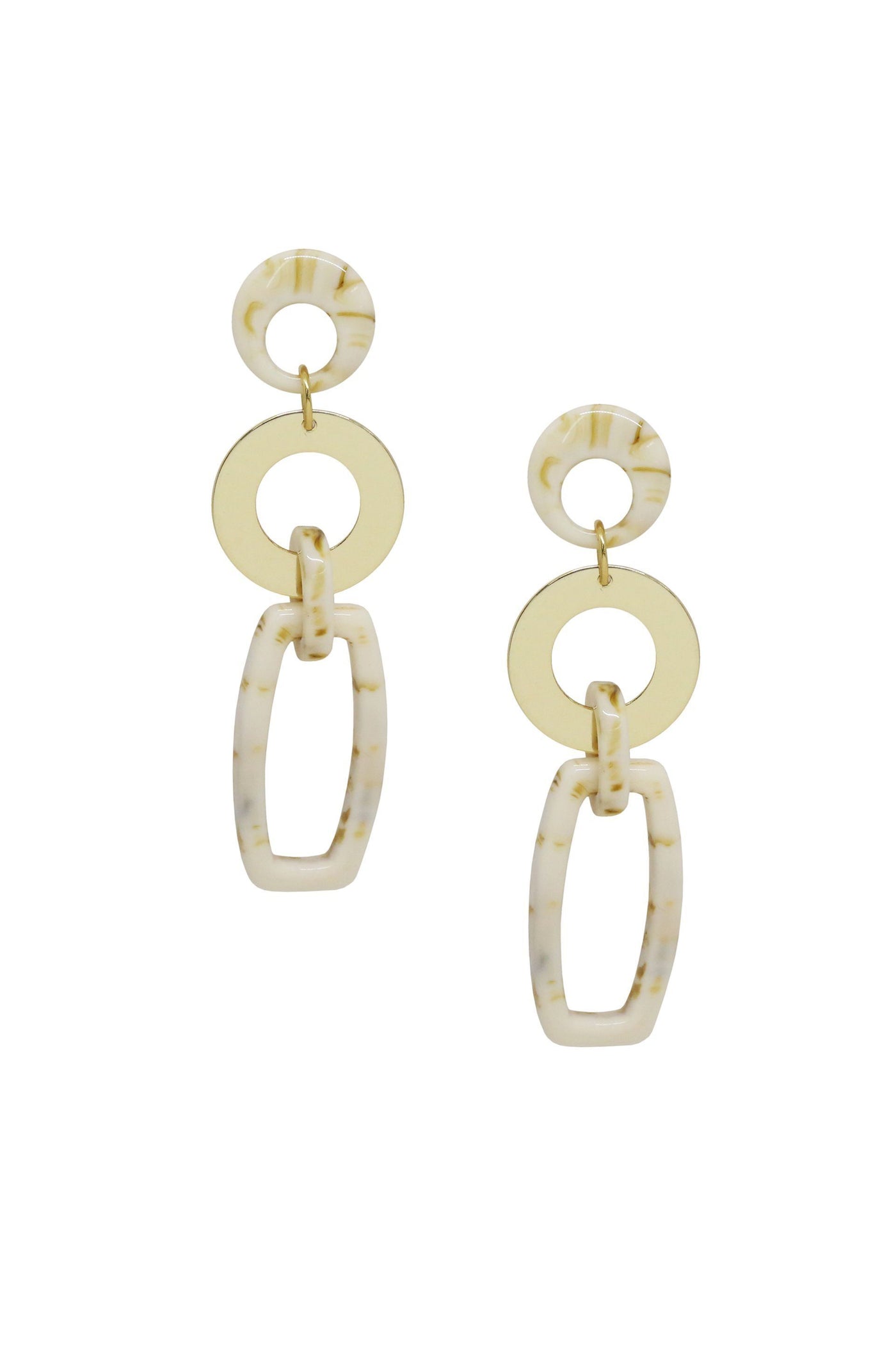 Desert Days Resin Earrings in Beige with Gold Ring-Dakotas Boutique
