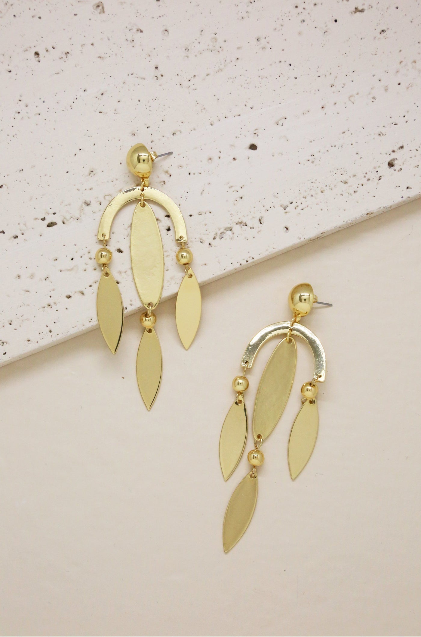 Balanced Geometric Drop Earrings in Gold-Dakotas Boutique