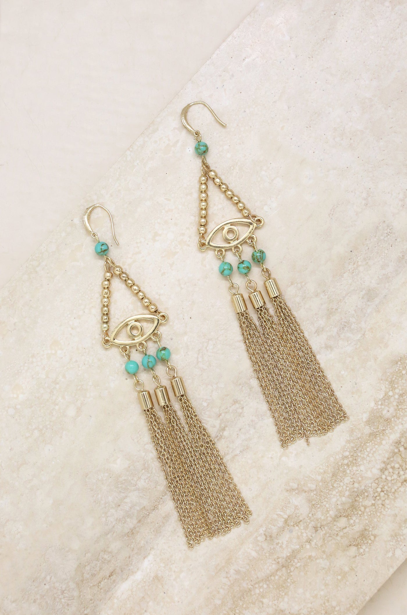 All Eyes On Me Earrings in Turquoise and Gold-Dakotas Boutique