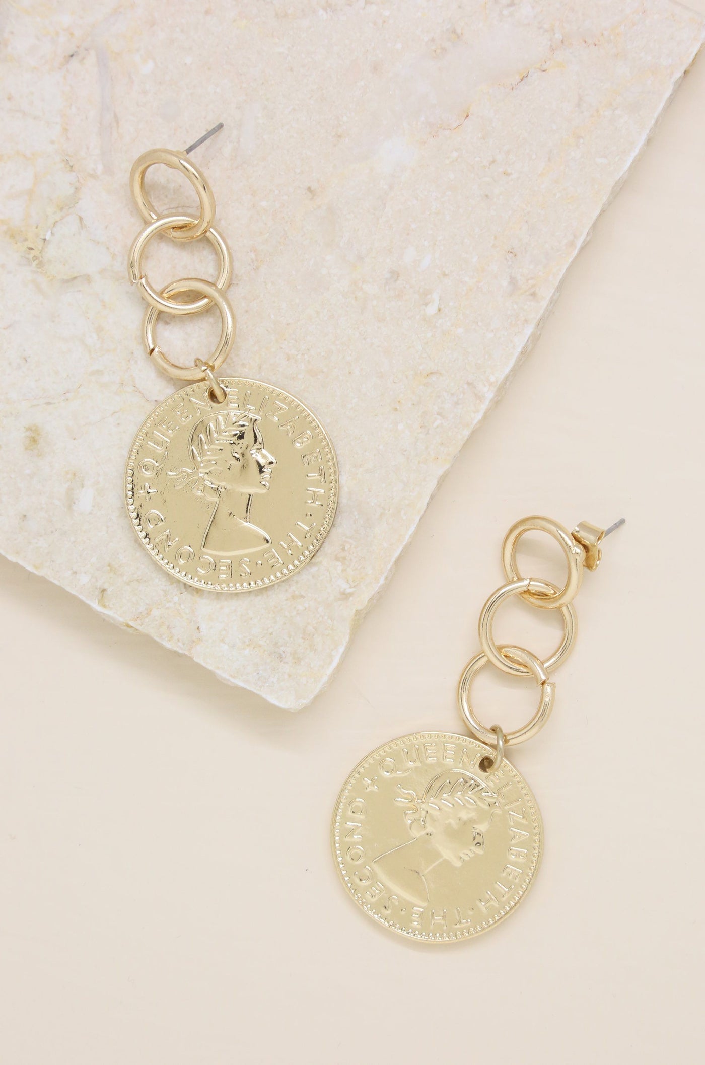 Coin Stopper Earrings in Gold-Dakotas Boutique