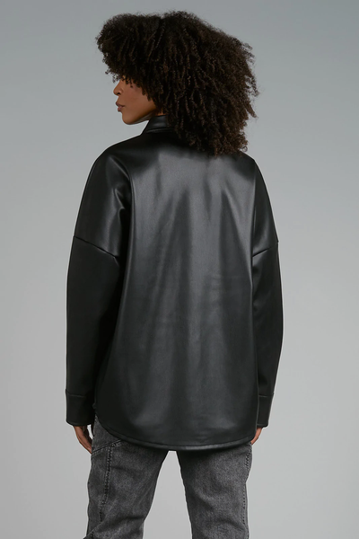 Frost Faux Leather Black Shacket-Dakotas Boutique