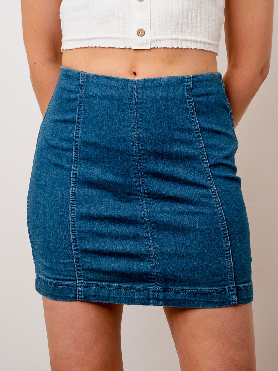 Free People Nautilus Blue Denim Femme Skirt-Dakotas Boutique