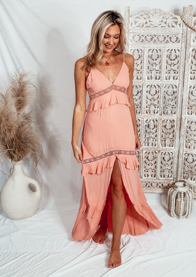 Coral Beach Midi Dress-Dakotas Boutique