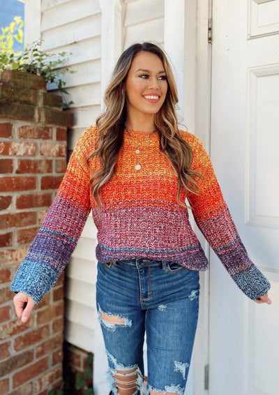 Bright Colors Knit Ombre Sweater-Dakotas Boutique