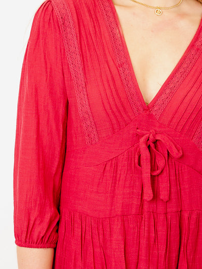 Laurel Red Cherry Wrap Dress-Dakotas Boutique