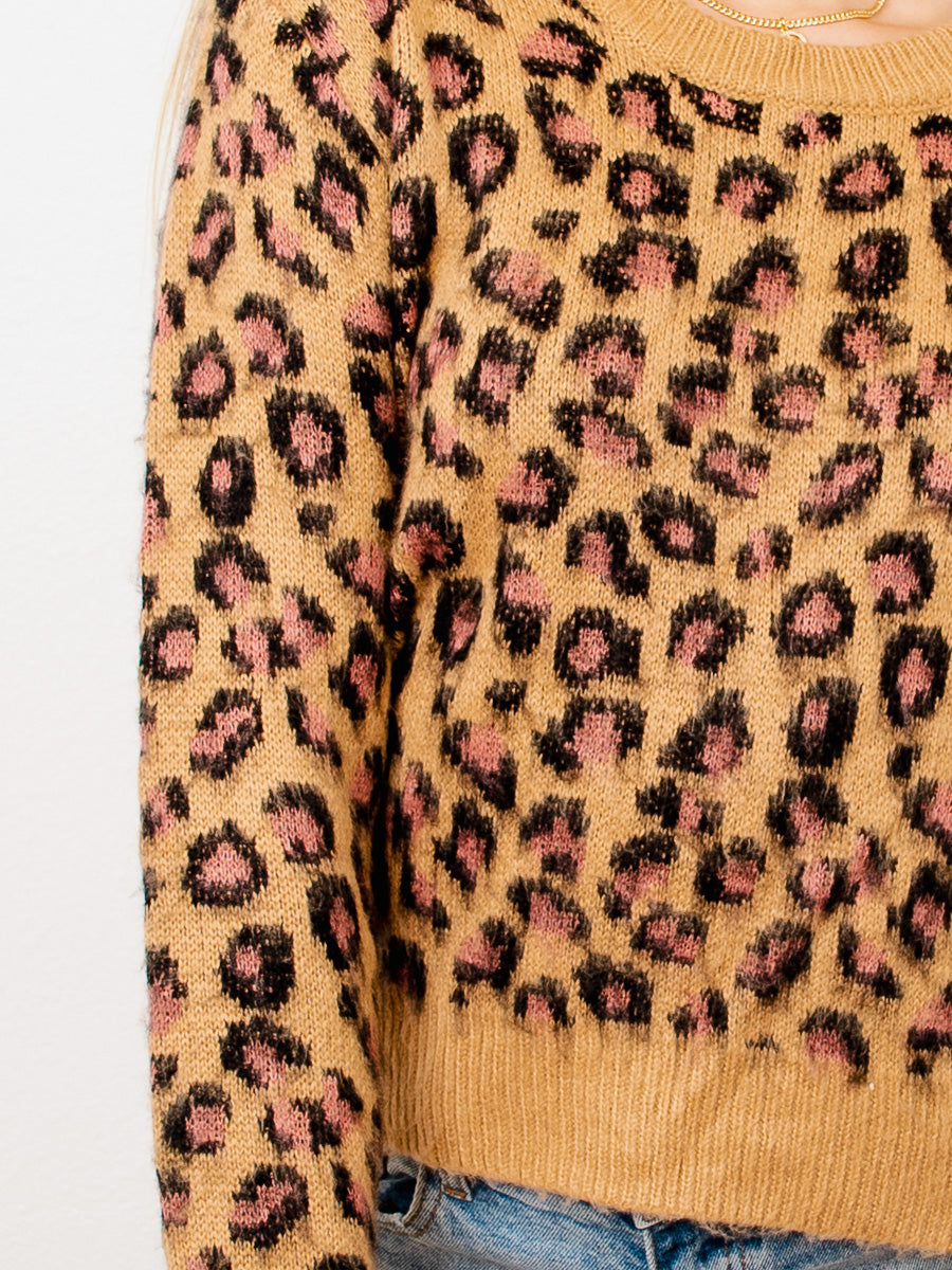 Light Brown Leopard Print Sweater-Dakotas Boutique