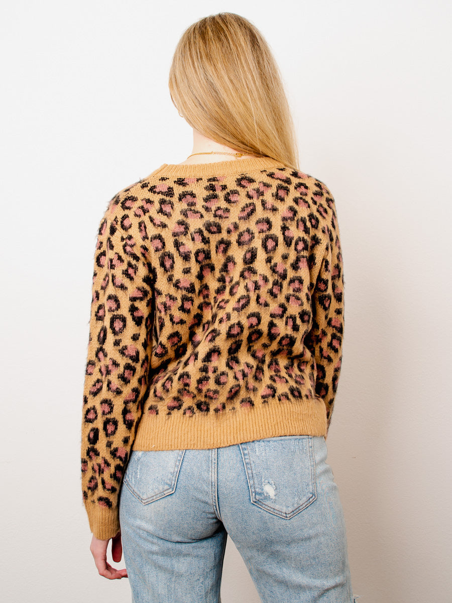 Light Brown Leopard Print Sweater-Dakotas Boutique