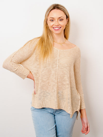 Lana Quarter Sleeve Lightweight Knit Sweater
