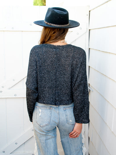 Lightweight V-neck Charcoal Sweater-Dakotas Boutique