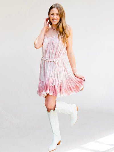 Sheena Pink and White Tie Dye Dress
