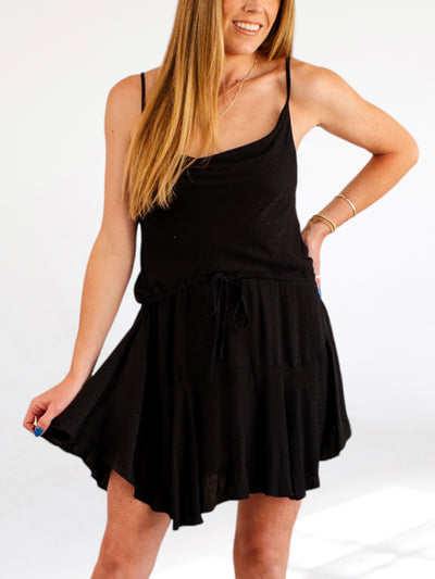 Black Cowl Neck Mini Dress