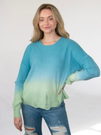 Blue and Green Ombre Sweater-Dakotas Boutique