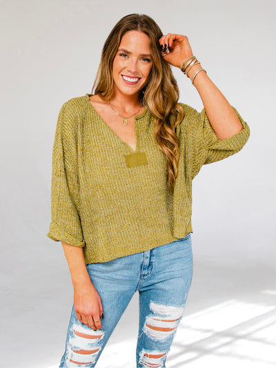 Fresno Chunky Crop Green Sweater