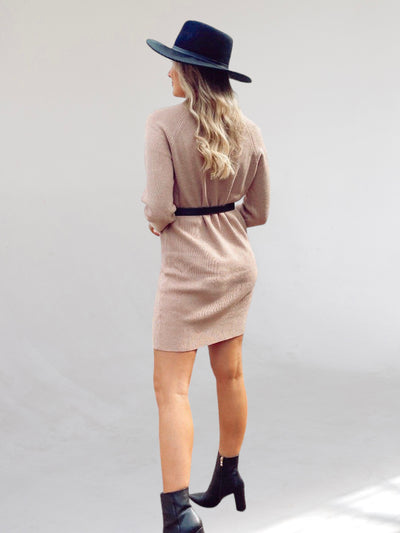 Dream Chaser Taupe Sweater Dress