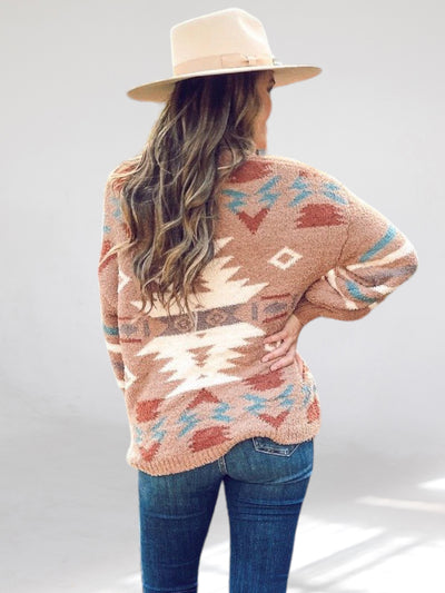 Malia Aztec Print Brown Sweater