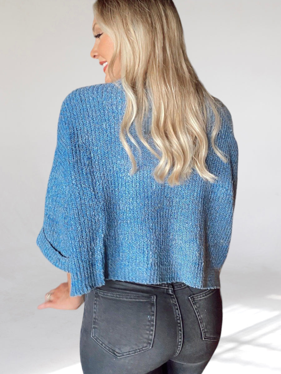 Fresno Chunky Crop Blue Sweater