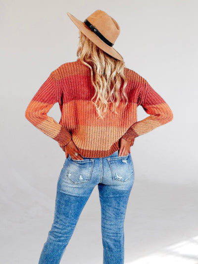 Riley Orange Monochromatic Stripe Sweater