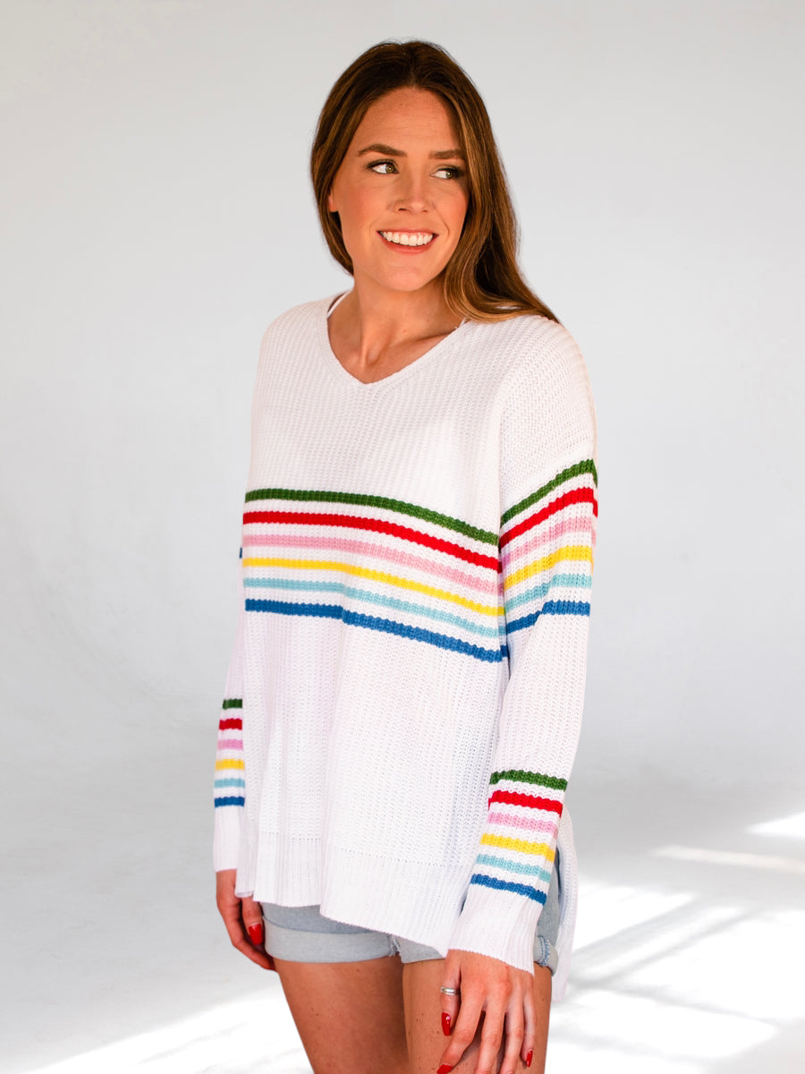Ventura Beach Rainbow Stripe Sweater